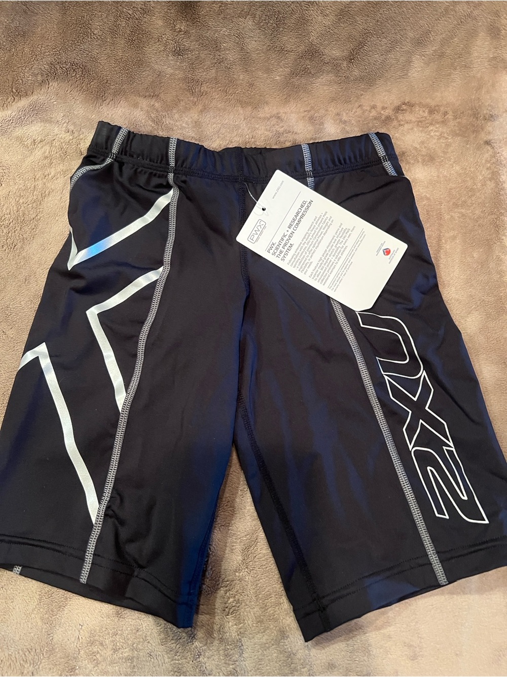 2XU Women’s Black Compression Shorts with Silver Logos